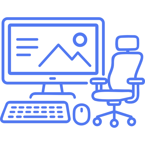 Icono de periféricos y monitores ergonómicos